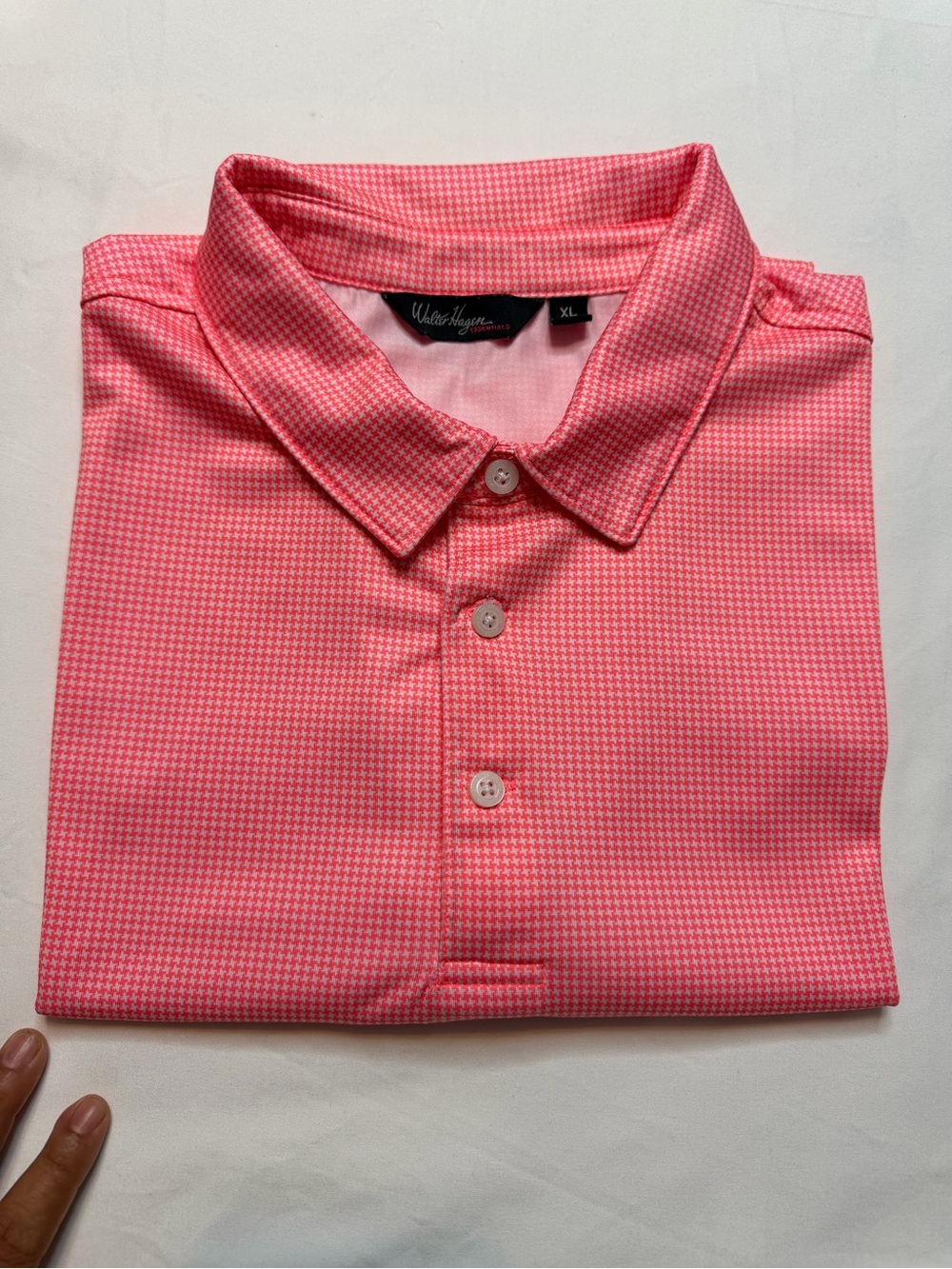 Walter Hagen Men's Coral Pink Micro-Check Polo